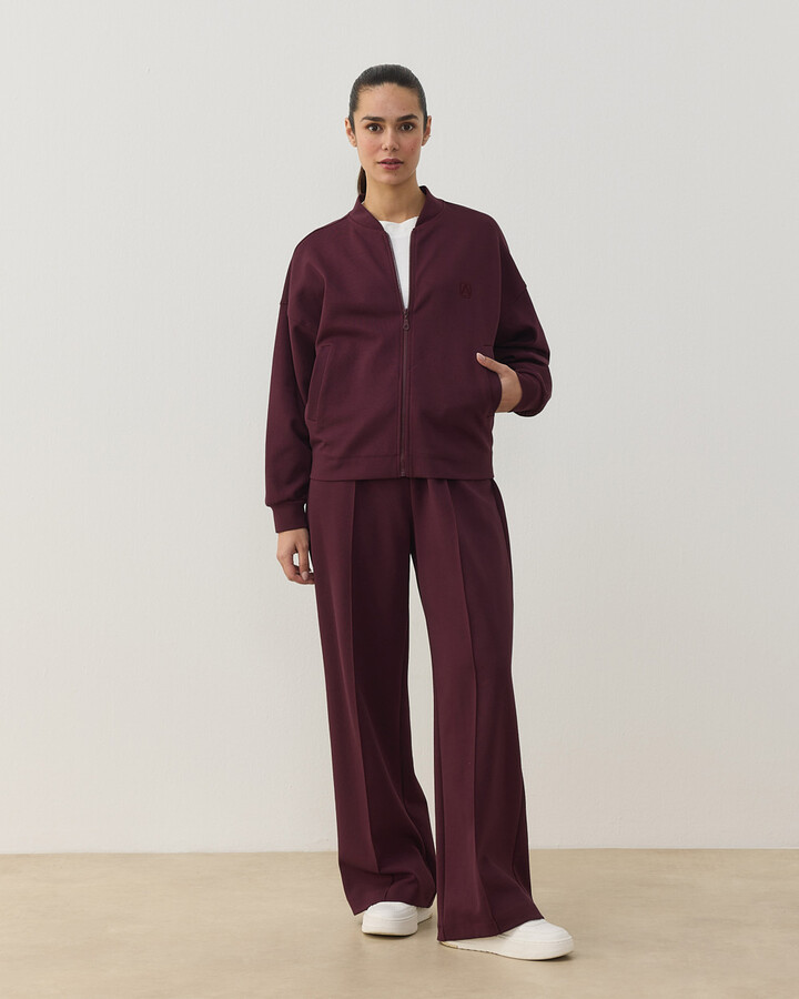 Premium Doubleface Crop Bomber Ceket Mürdüm