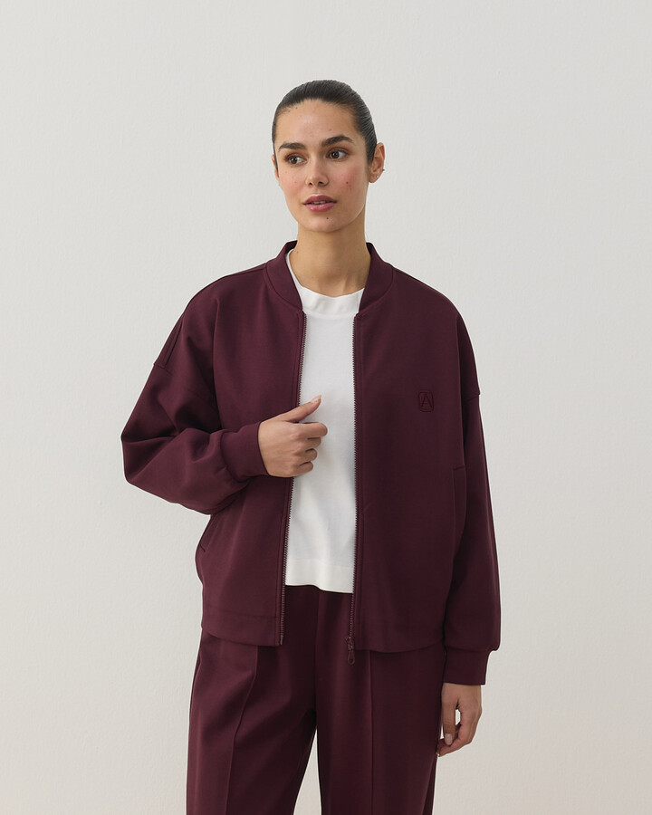 Premium Doubleface Crop Bomber Ceket Mürdüm