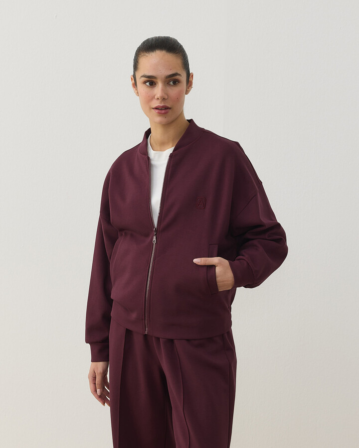 Premium Doubleface Crop Bomber Ceket Mürdüm