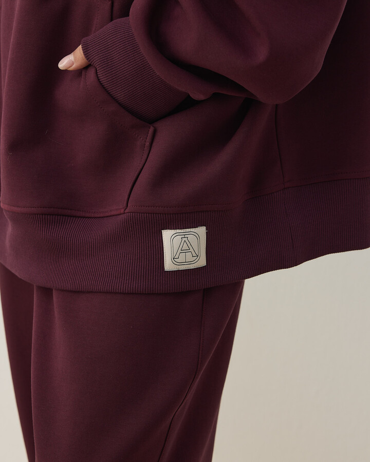Premium Doubleface Kapüşonlu Hoodie Sweatshirt Mürdüm