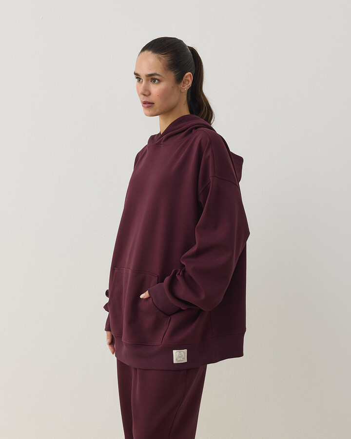 Premium Doubleface Kapüşonlu Hoodie Sweatshirt Mürdüm