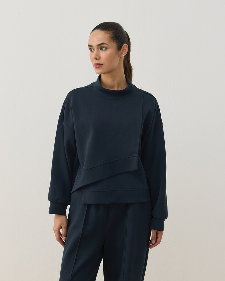 Premium Doubleface Kısa Amorf Formlu Sweat Lacivert