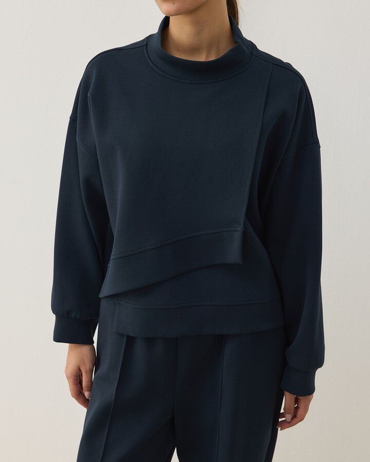 Premium Doubleface Kısa Amorf Formlu Sweat Lacivert