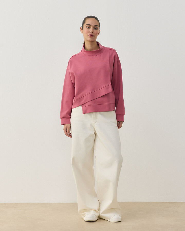 Premium Doubleface Kısa Amorf Formlu Sweat Pembe