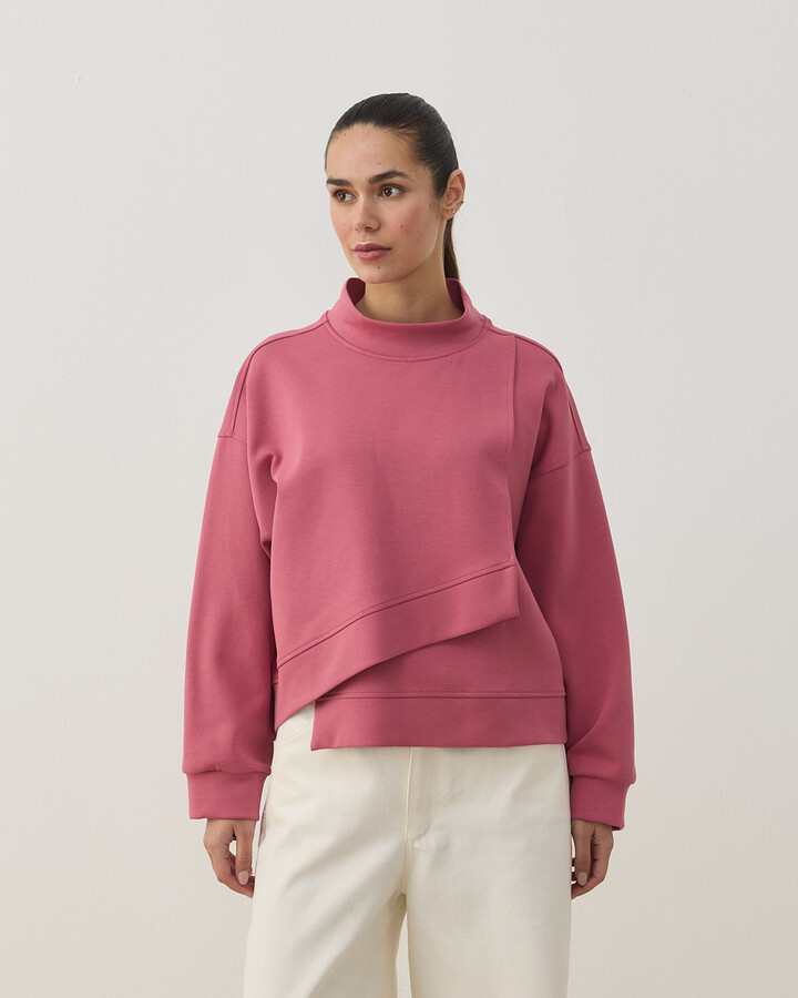 Premium Doubleface Kısa Amorf Formlu Sweat Pembe