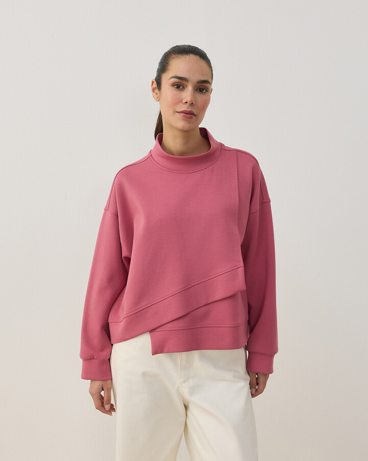 Premium Doubleface Kısa Amorf Formlu Sweat Pembe