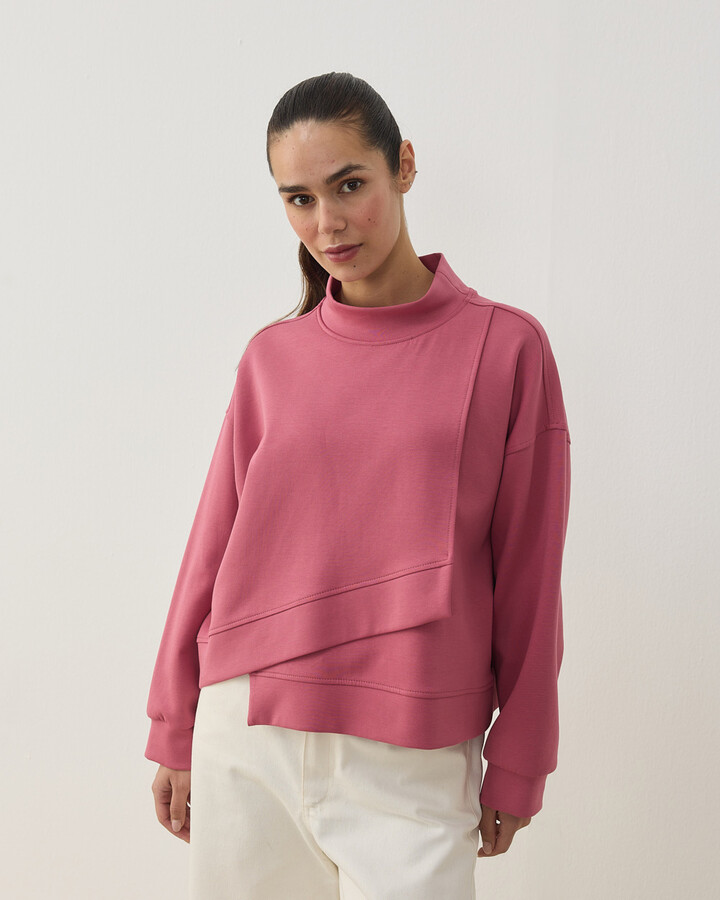Premium Doubleface Kısa Amorf Formlu Sweat Pembe