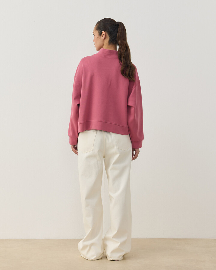 Premium Doubleface Kısa Amorf Formlu Sweat Pembe