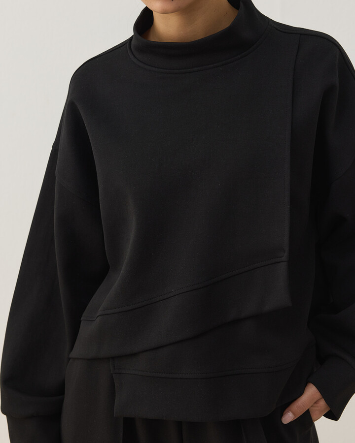 Premium Doubleface Kısa Amorf Formlu Sweat Siyah