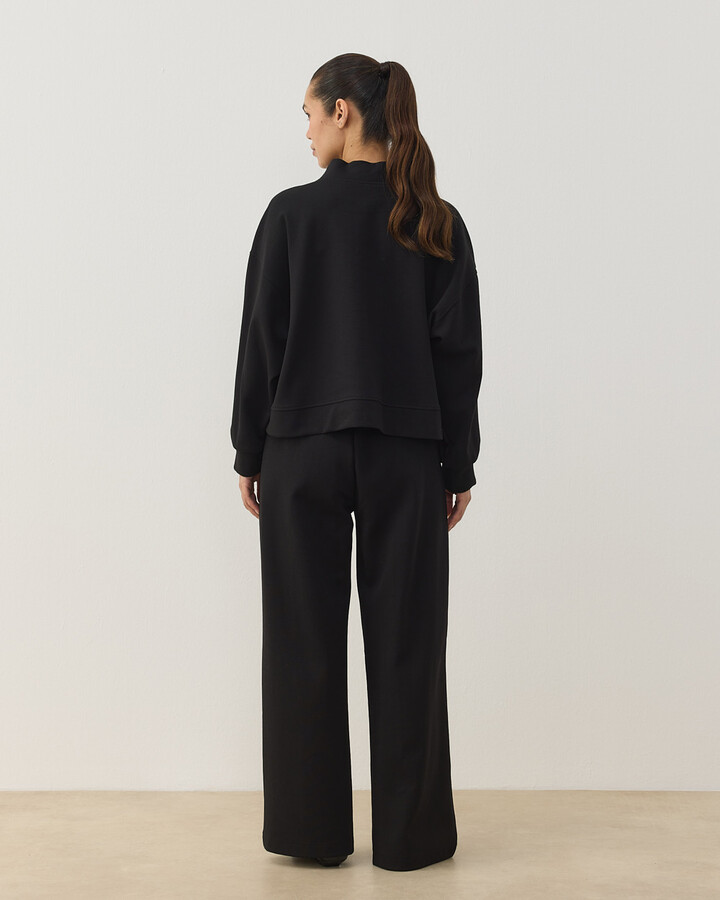 Premium Doubleface Kısa Amorf Formlu Sweat Siyah