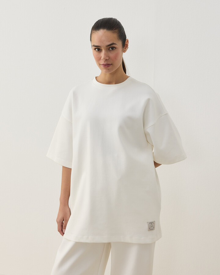Premium Doubleface Oversize Relax Tshirt Ekru