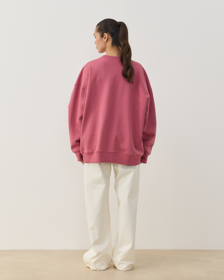Premium Doubleface Oversize Sweat Pembe