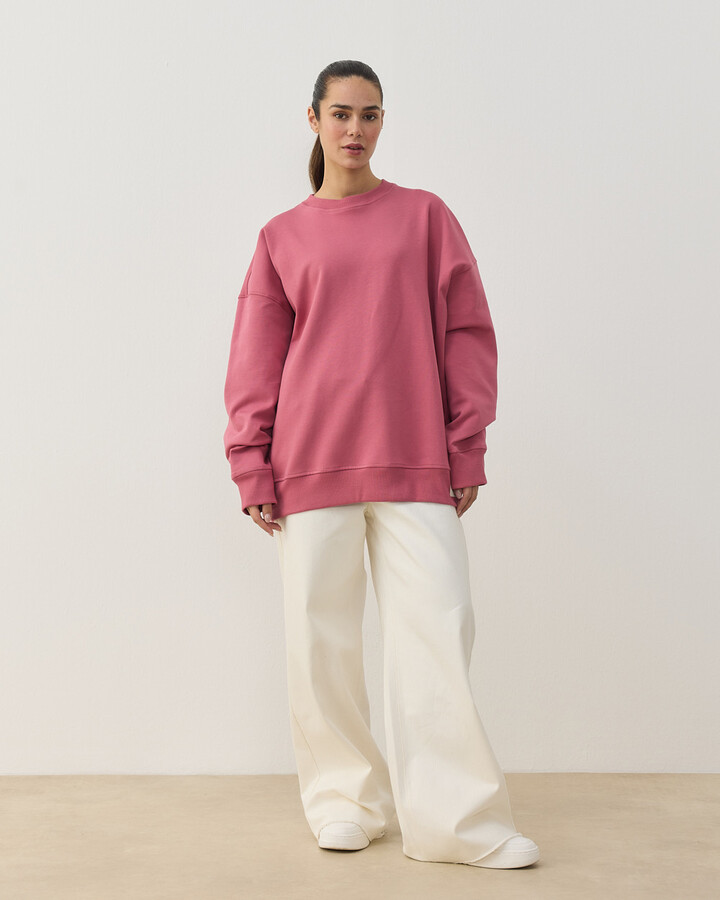 Premium Doubleface Oversize Sweat Pembe