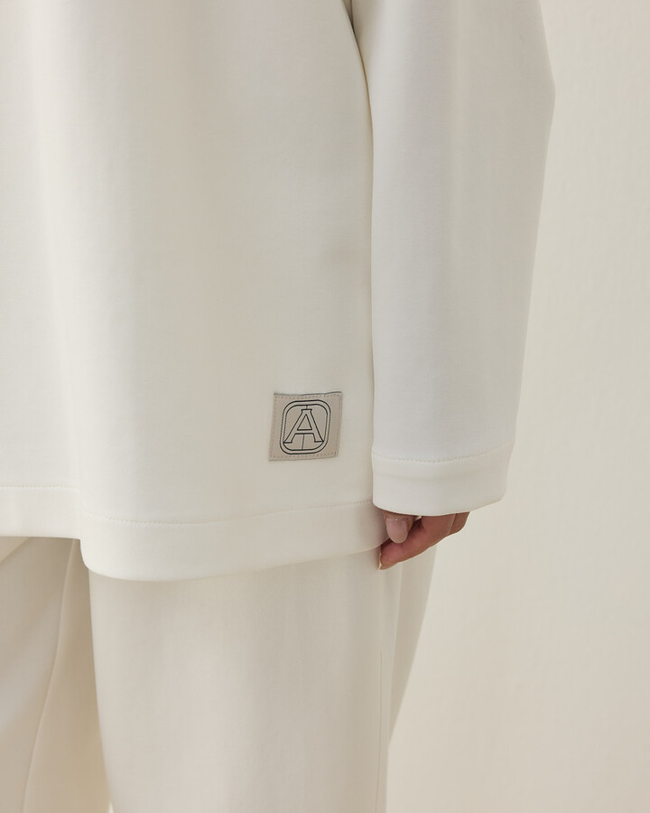 Premium Doubleface Polo Yaka Sweat Ekru
