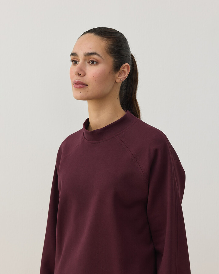 Premium Doubleface Reglan Kollu Çift Dikiş Detaylı Sweatshirt Mürdüm
