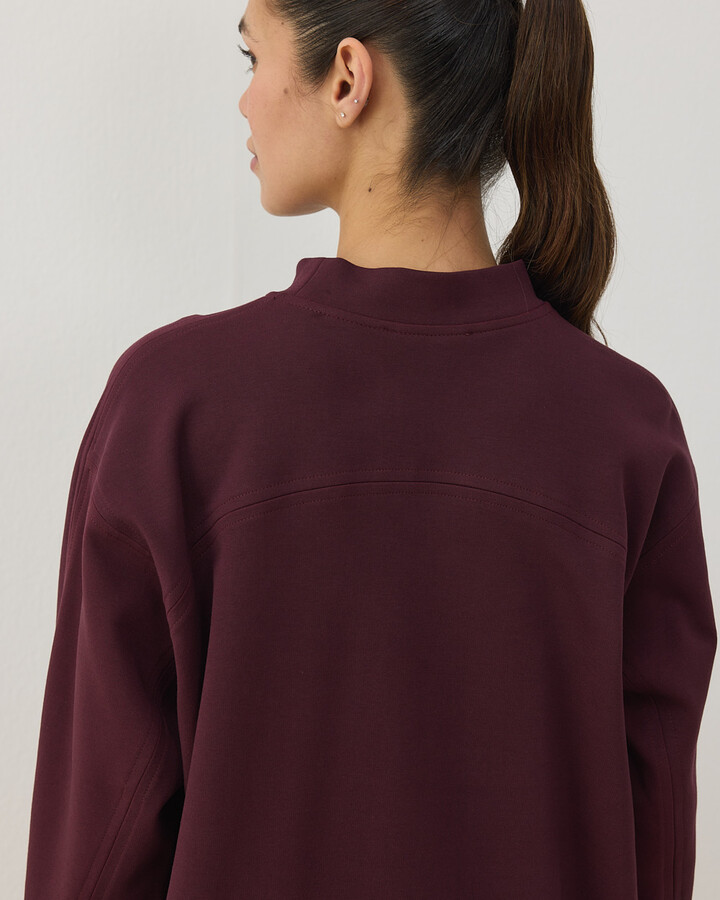 Premium Doubleface Reglan Kollu Çift Dikiş Detaylı Sweatshirt Mürdüm