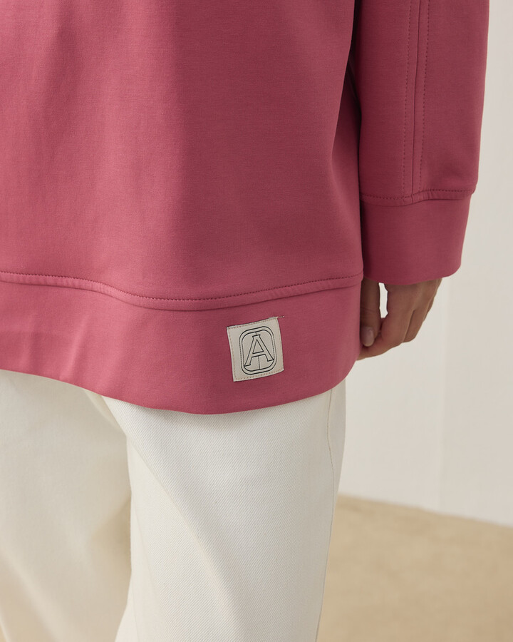 Premium Doubleface Reglan Kollu Çift Dikiş Detaylı Sweatshirt Pembe