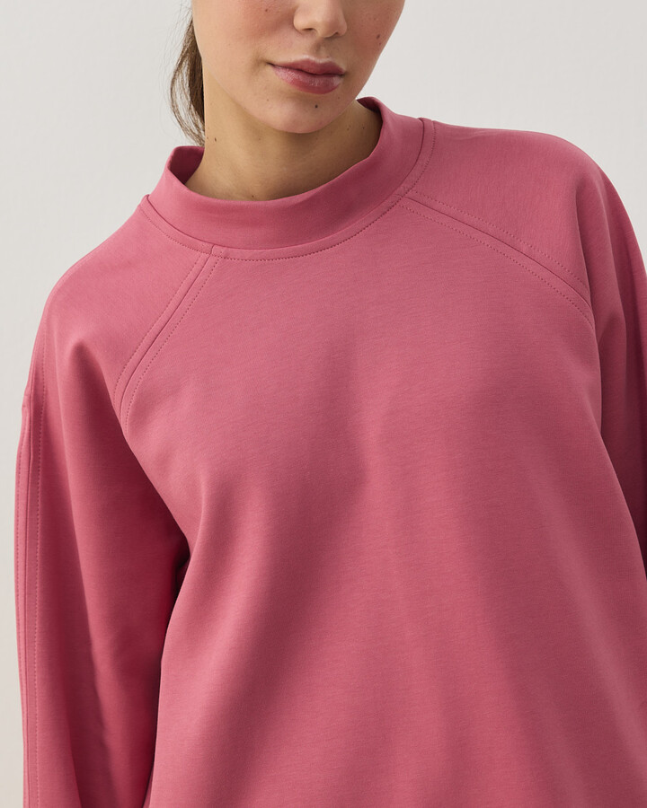 Premium Doubleface Reglan Kollu Çift Dikiş Detaylı Sweatshirt Pembe