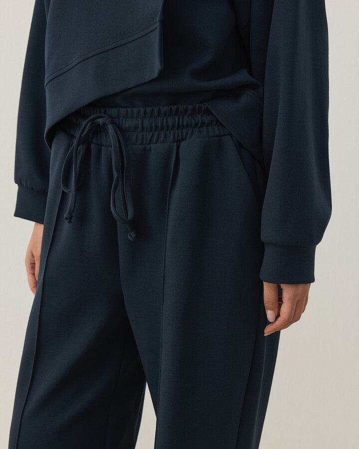 Premium Doubleface Straight Fit Nervürlü Eşofman Altı Lacivert