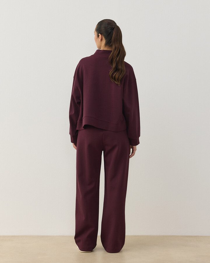 Premium Doubleface Straight Fit Nervürlü Eşofman Altı Mürdüm