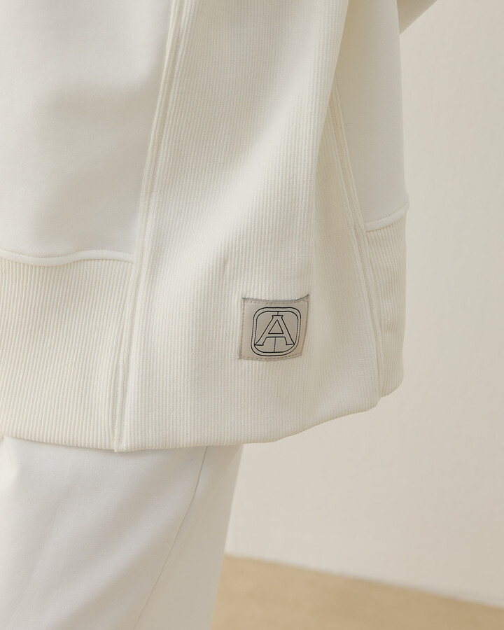 Premium Doubleface Yanı Ribanalı Stil Sweatshirt Ekru