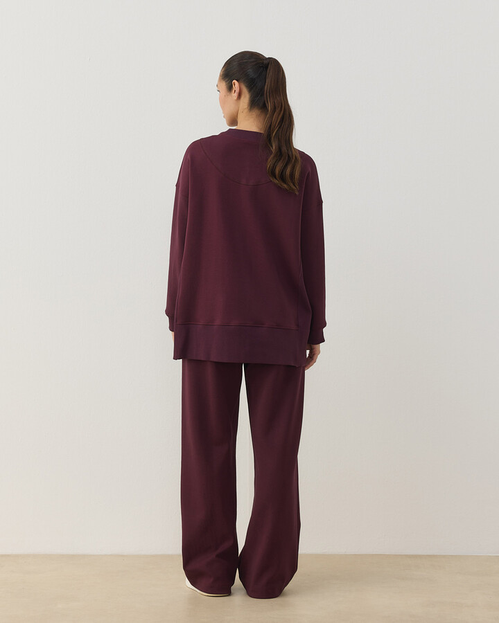 Premium Doubleface Yanı Ribanalı Stil Sweatshirt Mürdüm