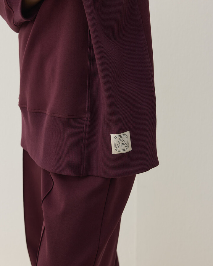 Premium Doubleface Yanı Ribanalı Stil Sweatshirt Mürdüm