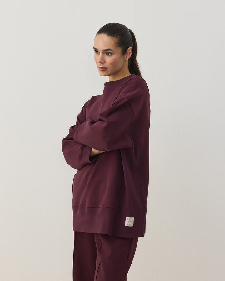 Premium Doubleface Yanı Ribanalı Stil Sweatshirt Mürdüm