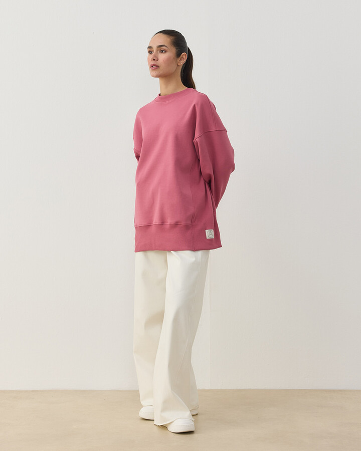 Premium Doubleface Yanı Ribanalı Stil Sweatshirt Pembe