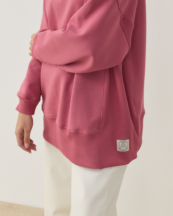 Premium Doubleface Yanı Ribanalı Stil Sweatshirt Pembe