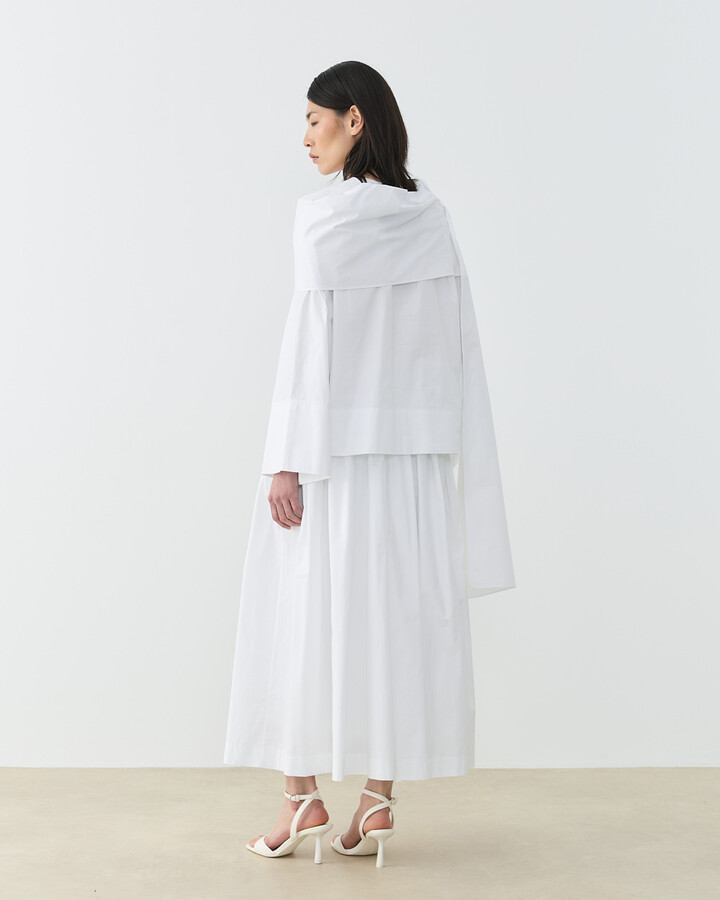 Premium Poplin Seyyar Atkılı Kimono Bluz Ekru