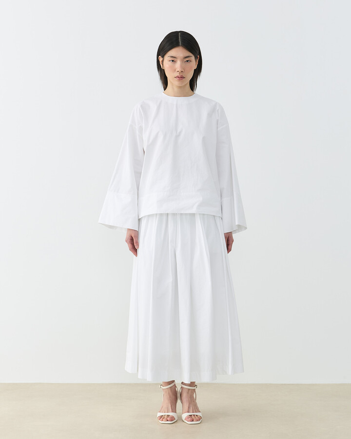 Premium Poplin Seyyar Atkılı Kimono Bluz Ekru