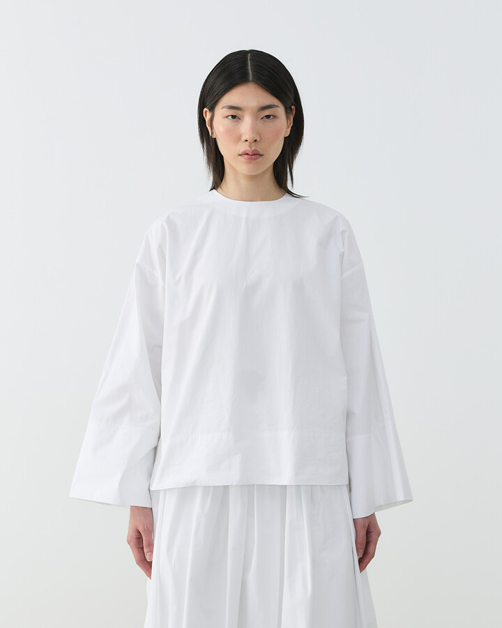 Premium Poplin Seyyar Atkılı Kimono Bluz Ekru