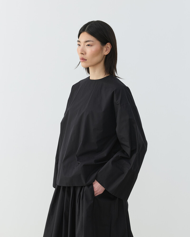 Premium Poplin Seyyar Atkılı Kimono Bluz Siyah