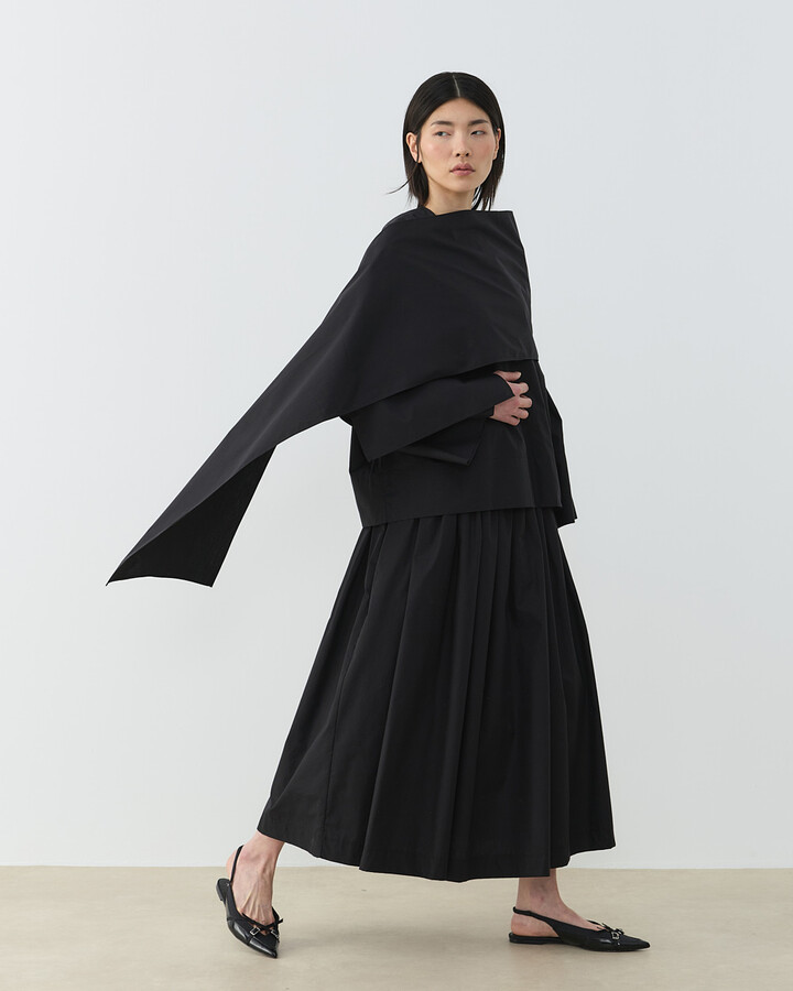 Premium Poplin Seyyar Atkılı Kimono Bluz Siyah