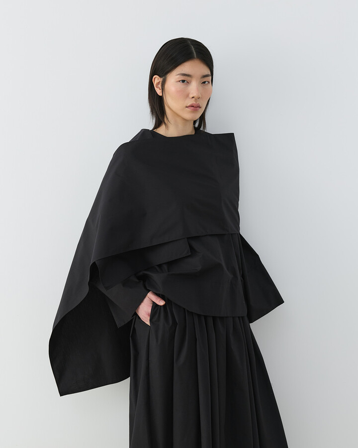 Premium Poplin Seyyar Atkılı Kimono Bluz Siyah