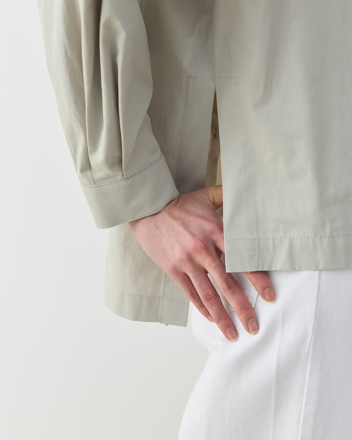 Premium Poplin Yırtmaçlı Kısa Gömlek Soğuk Mint