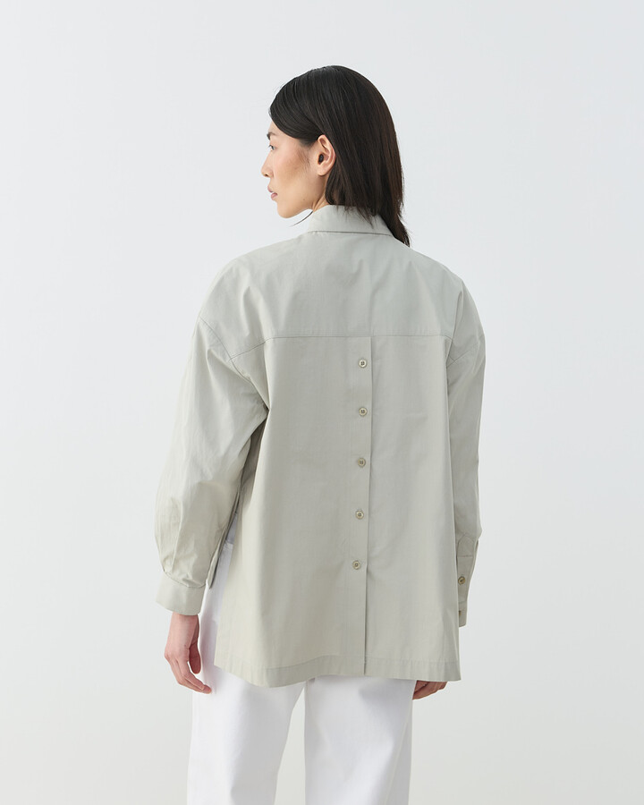 Premium Poplin Yırtmaçlı Kısa Gömlek Soğuk Mint
