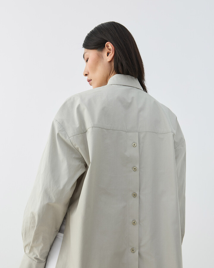 Premium Poplin Yırtmaçlı Kısa Gömlek Soğuk Mint
