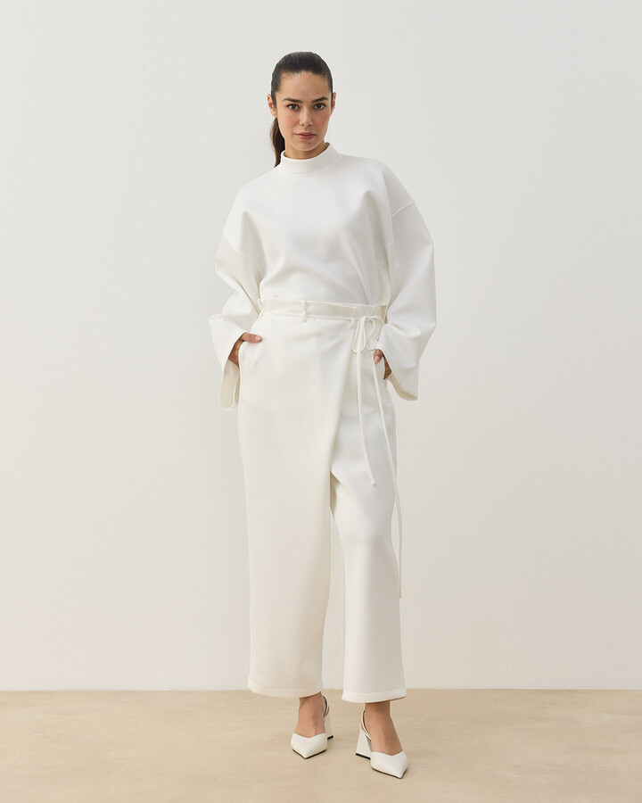 Scuba Fold Pantolon Beyaz