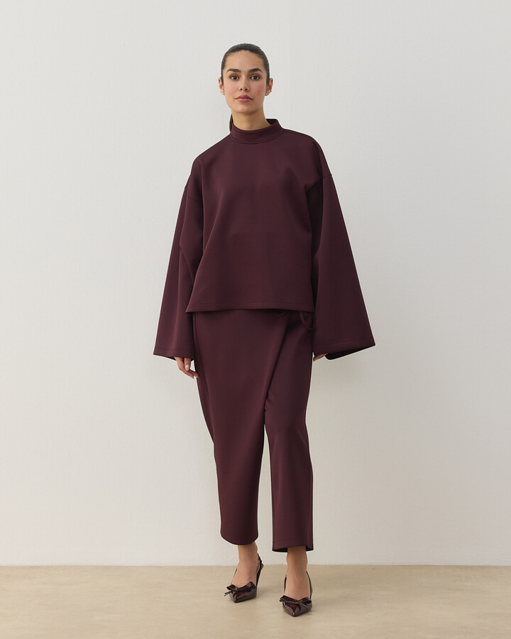 Scuba Fold Pantolon Bordo