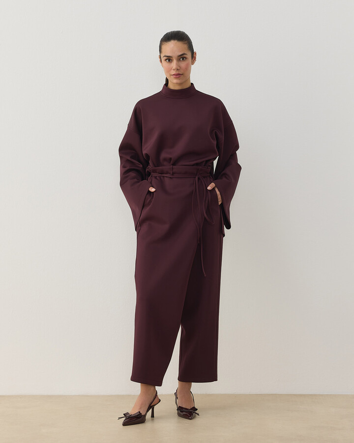 Scuba Fold Pantolon Bordo