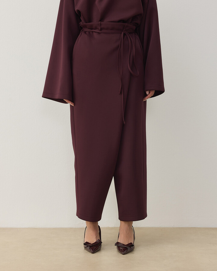 Scuba Fold Pantolon Bordo