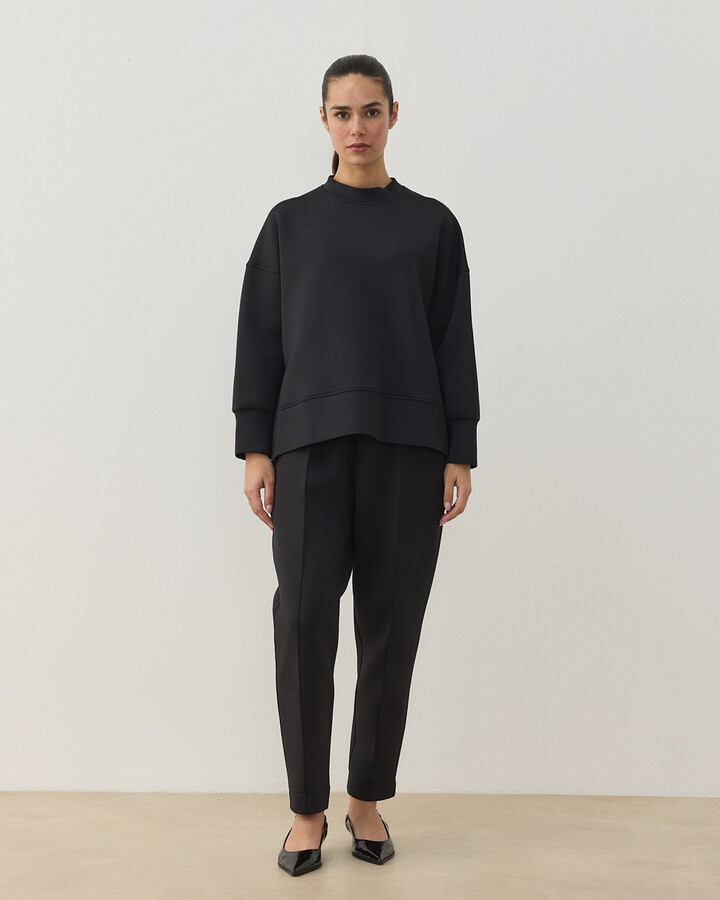 Scuba Yandan Yırtmaçlı Sweat Bluz Siyah