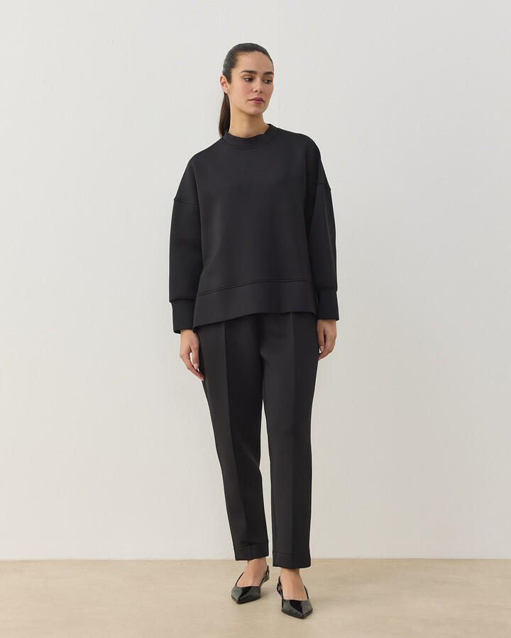 Scuba Yandan Yırtmaçlı Sweat Bluz Siyah