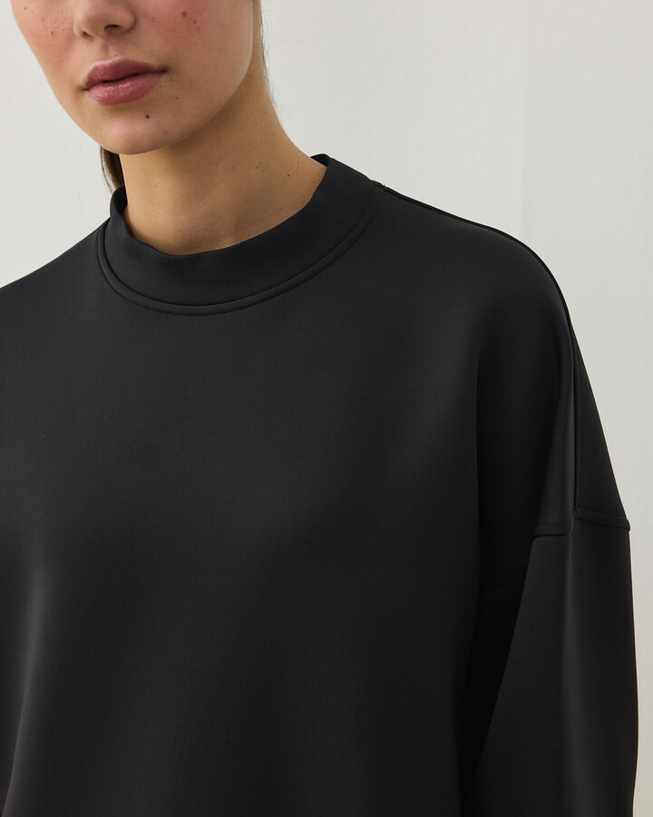 Scuba Yandan Yırtmaçlı Sweat Bluz Siyah