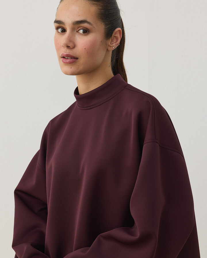 Scuba Yırtmaçlı Kimono Kol Basic Bluz Bordo