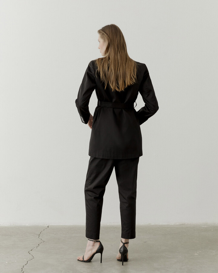 Siyah Pamuk Kruvaze Klasik Blazer Ceket