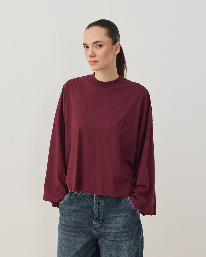 Süprem Crop Kimono Kısa Bluz Bordo