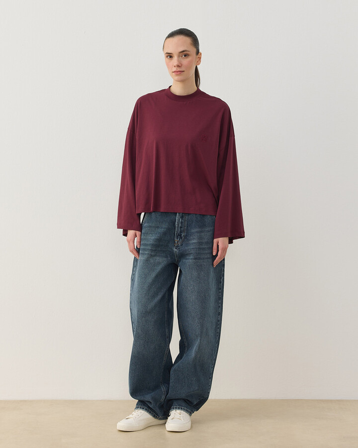 Süprem Crop Kimono Kısa Bluz Bordo